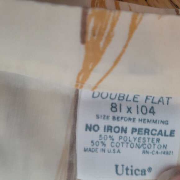 Vintage Utica Double Flat Sheet & Pillowcases Set No Iron Percale 81x104 Wheat - Picture 3 of 3